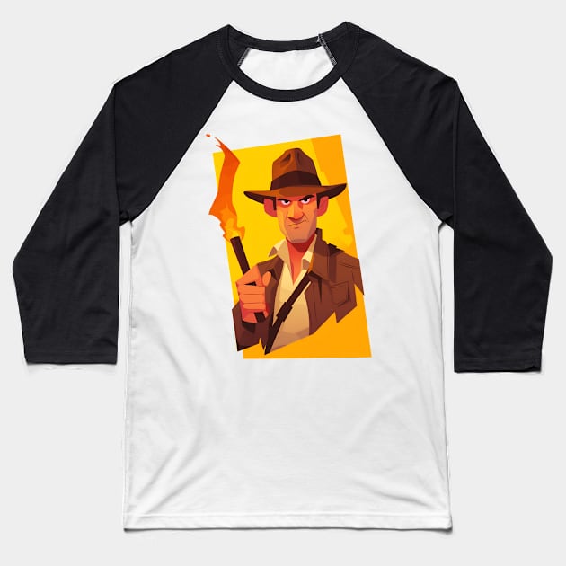 Daring Explorer with a Torch - Indy Baseball T-Shirt by Fenay-Designs